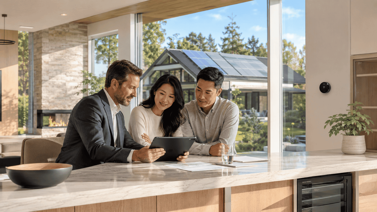 Homeowners reviewing information about their home